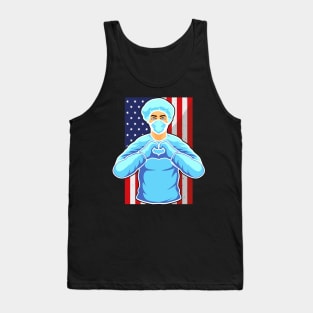 Nurse USA Flag Nursing Hospital Medicine Heart Tank Top